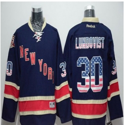 Rangers #30 Henrik Lundqvist Navy Blue USA Flag Fashion Stitched NHL Jersey