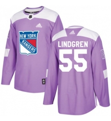 Ryan Lindgren New York Rangers Men's Adidas Authentic Purple Fights Cancer Practice Jersey