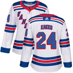 Women Rangers 24 Kaapo Kakko White Road Authentic Stitched Hockey Jersey