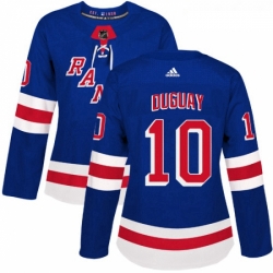 Womens Adidas New York Rangers 10 Ron Duguay Premier Royal Blue Home NHL Jersey 