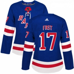 Womens Adidas New York Rangers 17 Jesper Fast Premier Royal Blue Home NHL Jersey 