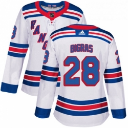 Womens Adidas New York Rangers 28 Chris Bigras Authentic White Away NHL Jersey 