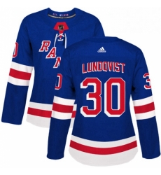 Womens Adidas New York Rangers 30 Henrik Lundqvist Authentic Royal Blue Home NHL Jersey 