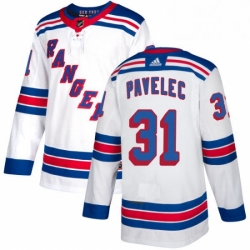 Womens Adidas New York Rangers 31 Ondrej Pavelec Authentic White Away NHL Jersey 