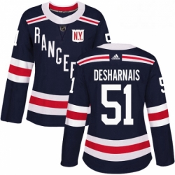 Womens Adidas New York Rangers 51 David Desharnais Authentic Navy Blue 2018 Winter Classic NHL Jersey 