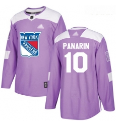 Rangers #10 Artemi Panarin Purple Authentic Fights Cancer Stitched Youth Hockey Jersey