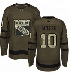 Youth Adidas New York Rangers 10 JT Miller Authentic Green Salute to Service NHL Jersey 