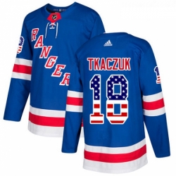 Youth Adidas New York Rangers 18 Walt Tkaczuk Authentic Royal Blue USA Flag Fashion NHL Jersey 