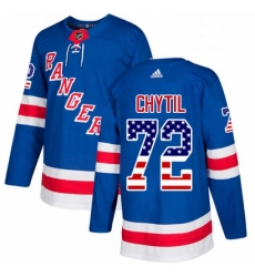 Youth Adidas New York Rangers 72 Filip Chytil Authentic Royal Blue USA Flag Fashion NHL Jersey 