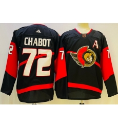 Men Ottawa Senators 72 Thomas Chabot Black 2022 23 Reverse Black Stitched Jersey