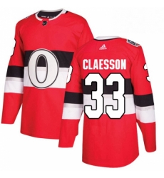 Mens Adidas Ottawa Senators 33 Fredrik Claesson Authentic Red 2017 100 Classic NHL Jersey 