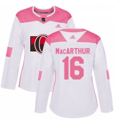 Womens Adidas Ottawa Senators 16 Clarke MacArthur Authentic WhitePink Fashion NHL Jersey 