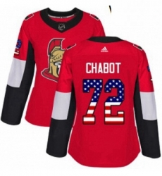 Womens Adidas Ottawa Senators 72 Thomas Chabot Authentic Red USA Flag Fashion NHL Jersey 