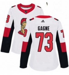 Womens Adidas Ottawa Senators 73 Gabriel Gagne Authentic White Away NHL Jersey 