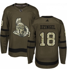 Youth Adidas Ottawa Senators 18 Ryan Dzingel Authentic Green Salute to Service NHL Jersey 