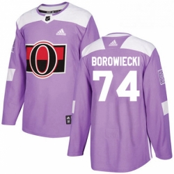 Youth Adidas Ottawa Senators 74 Mark Borowiecki Authentic Purple Fights Cancer Practice NHL Jersey 