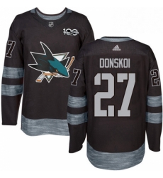 Mens Adidas San Jose Sharks 27 Joonas Donskoi Authentic Black 1917 2017 100th Anniversary NHL Jersey 