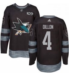 Mens Adidas San Jose Sharks 4 Brenden Dillon Premier Black 1917 2017 100th Anniversary NHL Jersey 