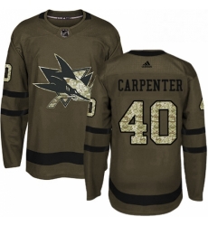 Mens Adidas San Jose Sharks 40 Ryan Carpenter Authentic Green Salute to Service NHL Jersey 