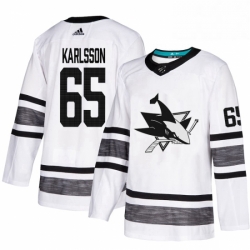 Mens Adidas San Jose Sharks 65 Erik Karlsson White 2019 All Star Game Parley Authentic Stitched NHL Jersey 