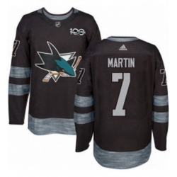 Mens Adidas San Jose Sharks 7 Paul Martin Premier Black 1917 2017 100th Anniversary NHL Jersey 