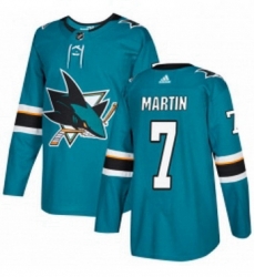 Mens Adidas San Jose Sharks 7 Paul Martin Premier Teal Green Home NHL Jersey 