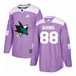 Mens Adidas San Jose Sharks 88 Brent Burns Authentic Purple Fights Cancer Practice NHL Jersey 