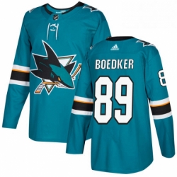 Mens Adidas San Jose Sharks 89 Mikkel Boedker Premier Teal Green Home NHL Jersey 