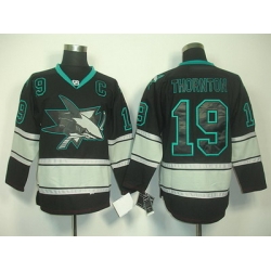 San Jose #19 Joe Thornton Black Ice Hockey Jerseys With C Patch