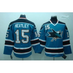 San Jose Sharks 15 Dany Heatley blue jerseys 20TH