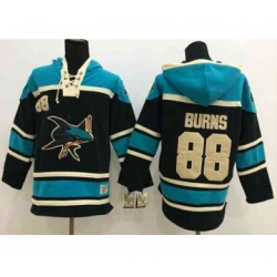 nhl jerseys san jose sharks #88 burns black-green[pullover hooded sweatshirt]