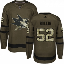 Youth Adidas San Jose Sharks 52 Brandon Bollig Premier Green Salute to Service NHL Jersey 