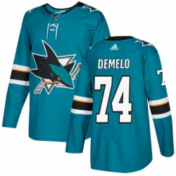 Youth Adidas San Jose Sharks 74 Dylan DeMelo Authentic Teal Green Home NHL Jersey 