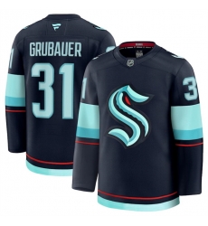 Men Seattle Kraken 31 Philipp Grubauer Navy 2024 25 Home Stitched Hockey Jersey