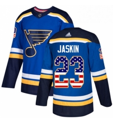 Mens Adidas St Louis Blues 23 Dmitrij Jaskin Authentic Blue USA Flag Fashion NHL Jersey 