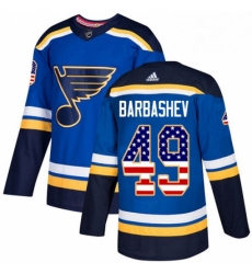 Mens Adidas St Louis Blues 49 Ivan Barbashev Authentic Blue USA Flag Fashion NHL Jersey 