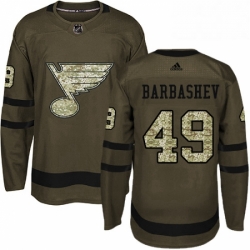 Mens Adidas St Louis Blues 49 Ivan Barbashev Authentic Green Salute to Service NHL Jersey 