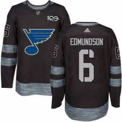 Mens Adidas St Louis Blues 6 Joel Edmundson Authentic Black 1917 2017 100th Anniversary NHL Jersey 