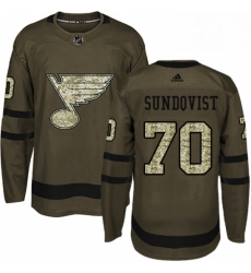 Mens Adidas St Louis Blues 70 Oskar Sundqvist Authentic Green Salute to Service NHL Jersey 