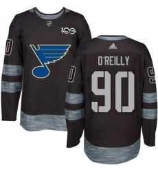 Mens Adidas St Louis Blues 90 Ryan OReilly Authentic Black 1917 2017 100th Anniversary NHL Jerse