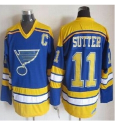 St Louis Blues #11 Brian Sutter Light Blue Yellow CCM Throwback Stitched NHL Jersey