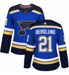 Womens Adidas St Louis Blues 21 Patrik Berglund Authentic Royal Blue Home NHL Jersey 