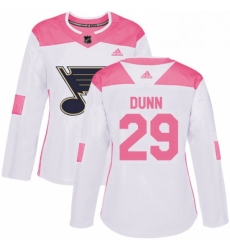 Womens Adidas St Louis Blues 29 Vince Dunn Authentic WhitePink Fashion NHL Jersey 