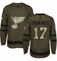 Youth Adidas St Louis Blues 17 Jaden Schwartz Premier Green Salute to Service NHL Jersey 