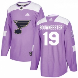 Youth Adidas St Louis Blues 19 Jay Bouwmeester Authentic Purple Fights Cancer Practice NHL Jersey 