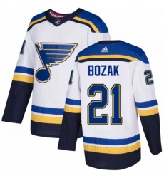 Youth Adidas St Louis Blues 21 Tyler Bozak Authentic White Away NHL Jersey 