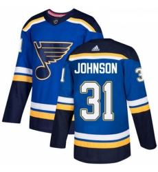 Youth Adidas St Louis Blues 31 Chad Johnson Authentic Royal Blue Home NHL Jersey 