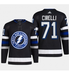 Men Tampa Bay Lightning 71 Anthony Cirelli Black Alternate Premier Breakaway Stitched Jersey