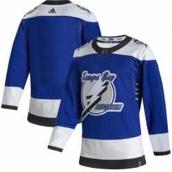 Men Tampa Bay Lightning Blank Blue 2020 21 Reverse Retro Adidas Jersey