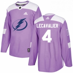 Mens Adidas Tampa Bay Lightning 4 Vincent Lecavalier Authentic Purple Fights Cancer Practice NHL Jersey 